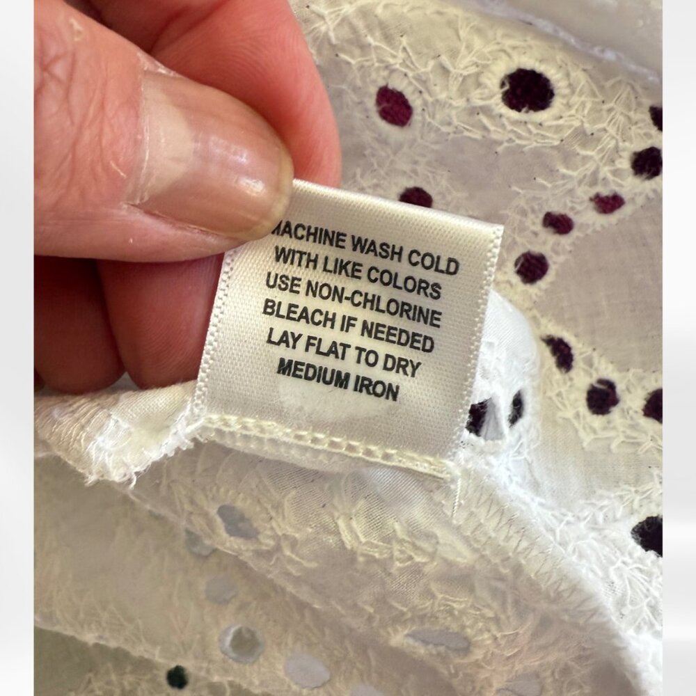 Jennifer and Grace White Eyelet Lace Top Medium Cottagecore Romantic Blouse - Picture 6 of 10